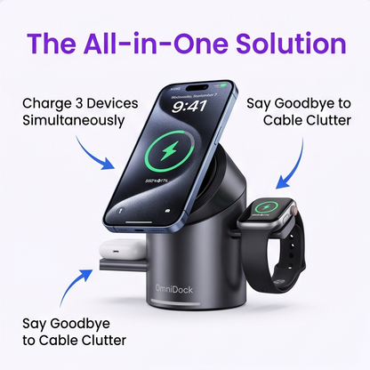 OmniDock™ 3-in-1 Qi2 Magnetic Fast Charger